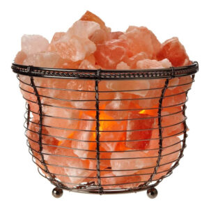 Himalayan Salt Lamp Round Iron Basket