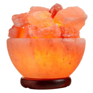 Himalayan Salt Lamp Round With Chunks Fire Bowl.